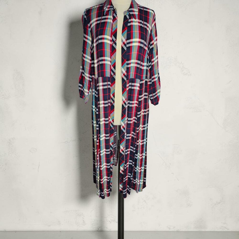 Torrid Plaid Challis Maxi Kimono Long Shacket Duster Shirt Jacket Womens 2X